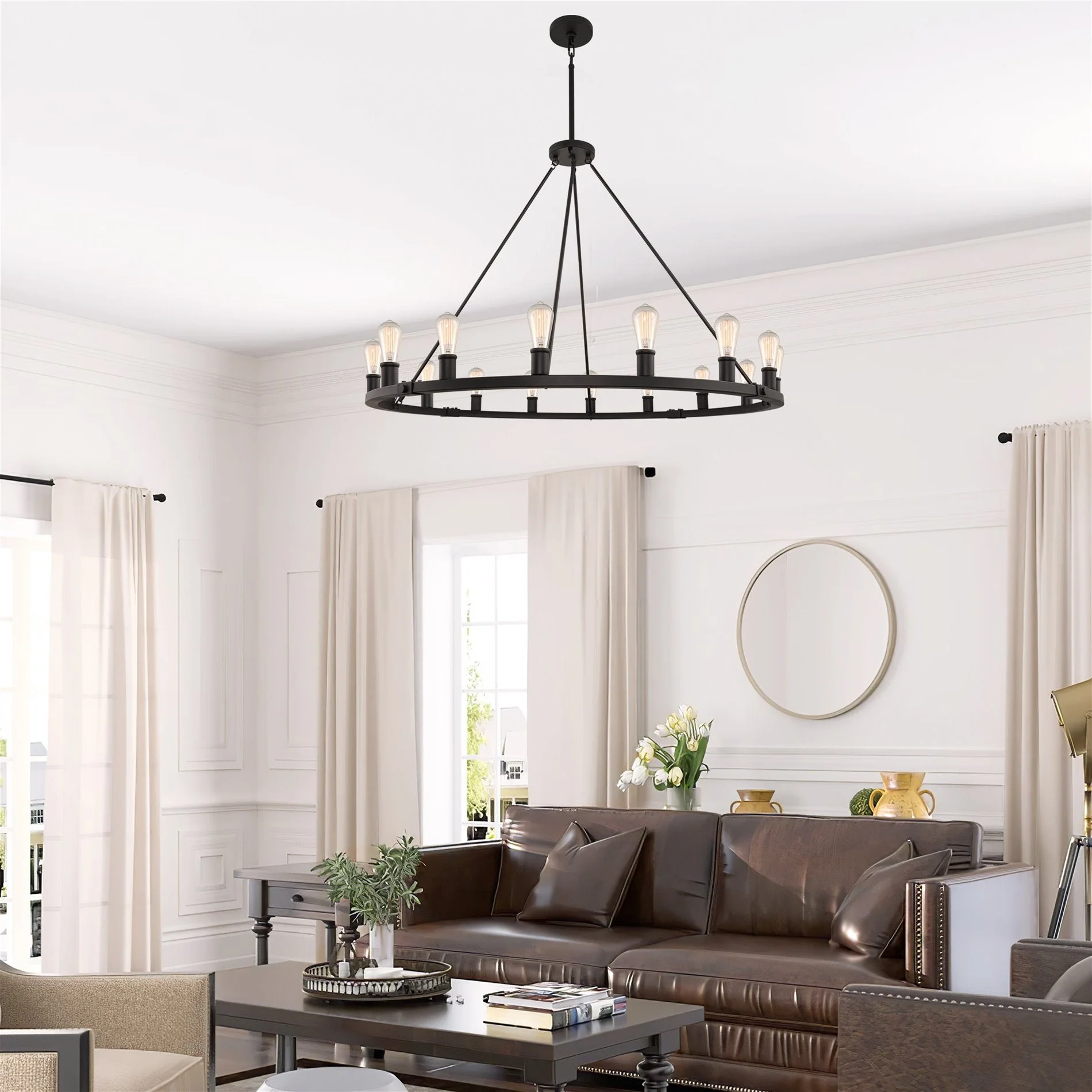 Homestead 50 16-Light Large Industrial Rustic Farmhouse Wagon Wheel Kitchen Island Chandelier