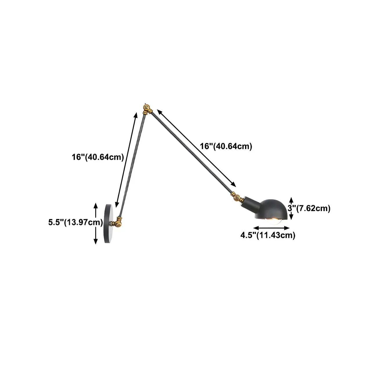 Adjustable Industrial Dome Swing Arm Wall Light