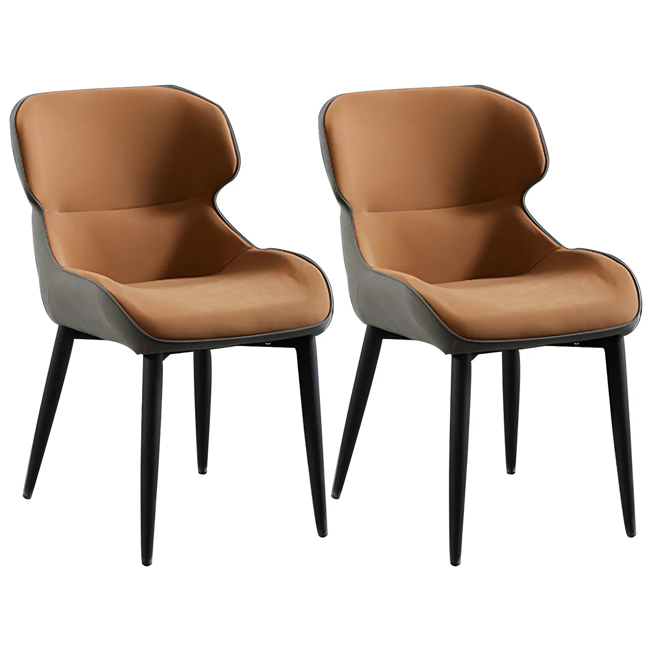 Scandinavian Leather Wingback Upholstered Dining Chair