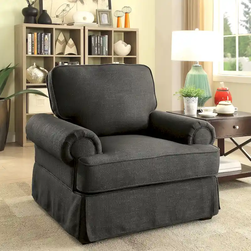 Cupa Transitional Linen Fabric Padded Accent Chair by Furniture of America