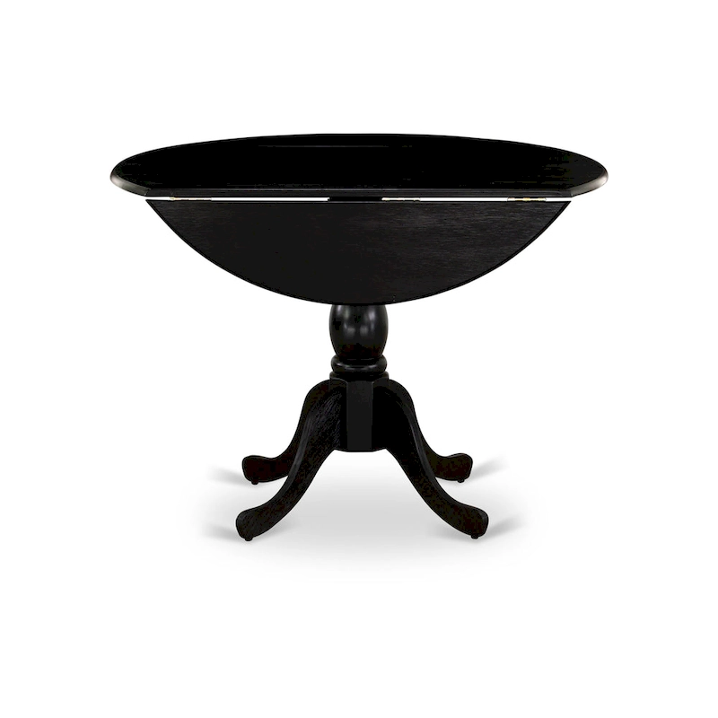 East West Furniture Dublin Modern Kitchen Table - a Round Dining Table Top with Dropleaf & Pedestal Base, (Finish Option)