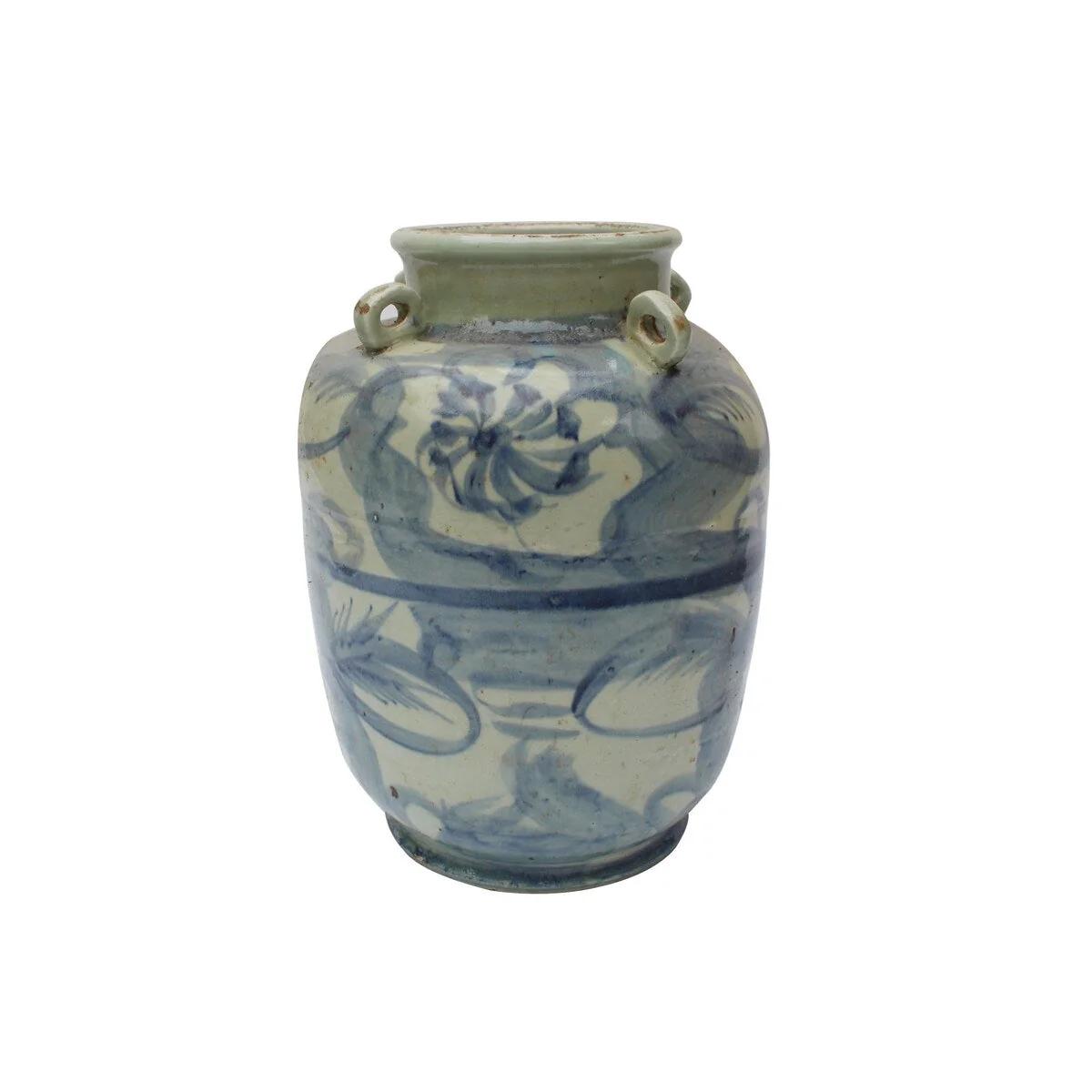 Silla Four Loop Handle Twisted Flower Decorative Jar