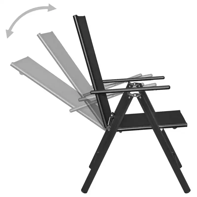 vidaXL Bistro Set Black Powder-coated aluminum, textilene, glass, steel