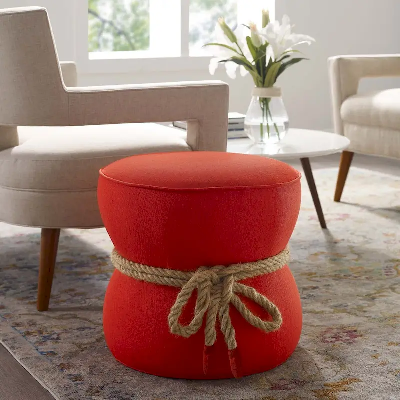 Beat Nautical Rope Upholstered Fabric Ottoman