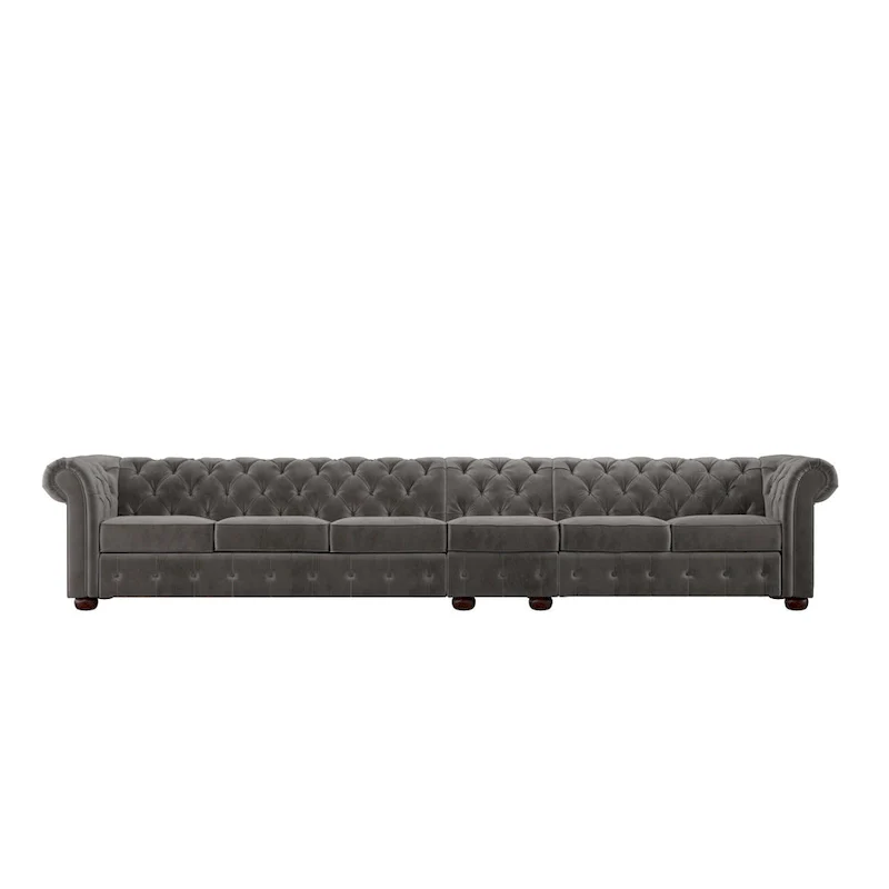 Knightsbridge Grey Extra Long Chesterfield Sofa by iNSPIRE Q Artisan