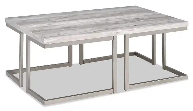 Jesse 47 Modern Coffee Table - Grey and Pewter with Metal Base