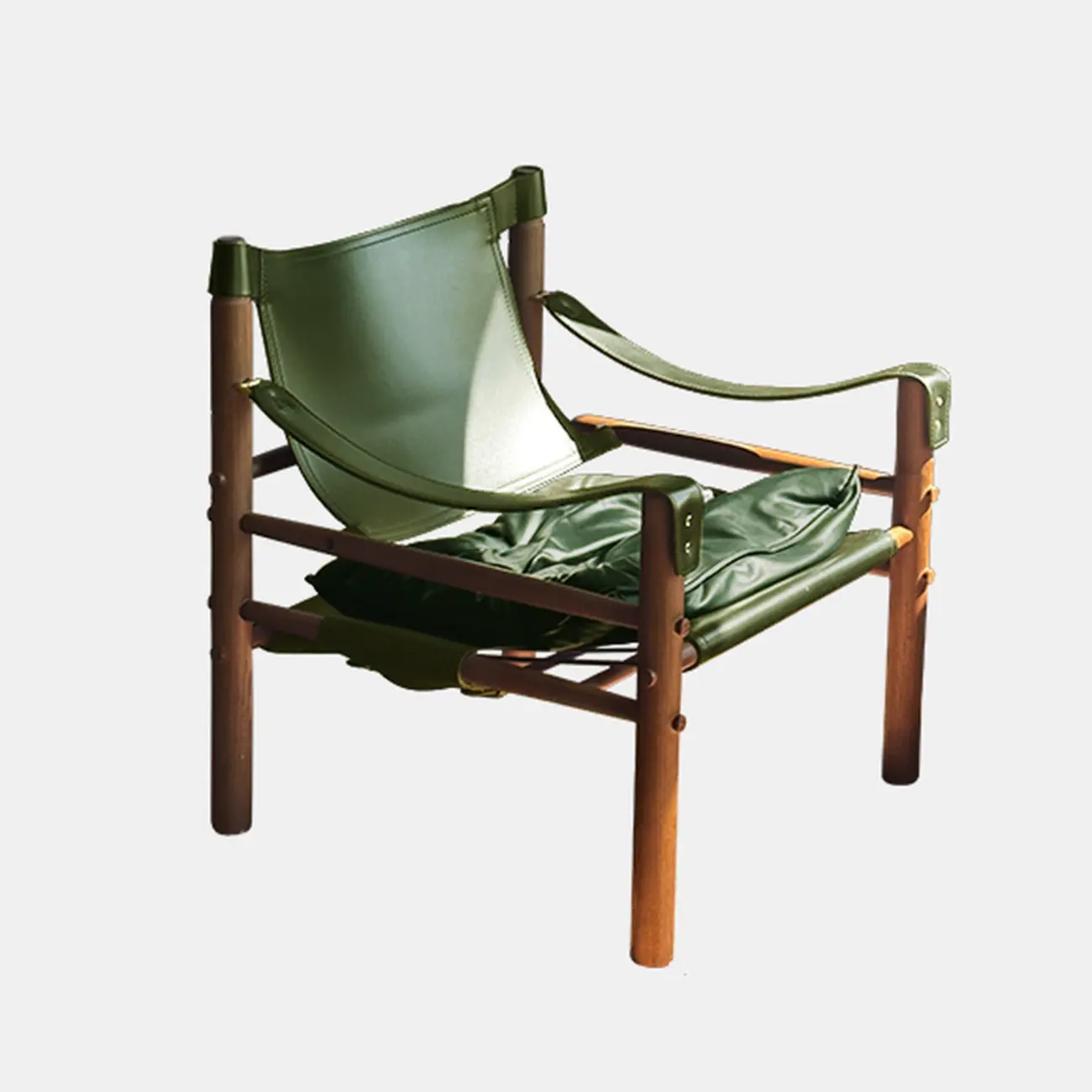 Mid-Century Modern Arm Chair Saddle Leather Living Room