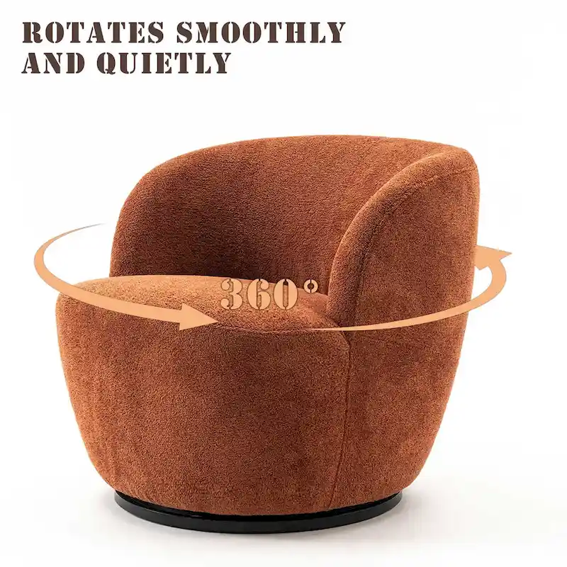 Single Fabric Modern Accent Chair 360 Degree Rotation Swivel Barrel Chairs