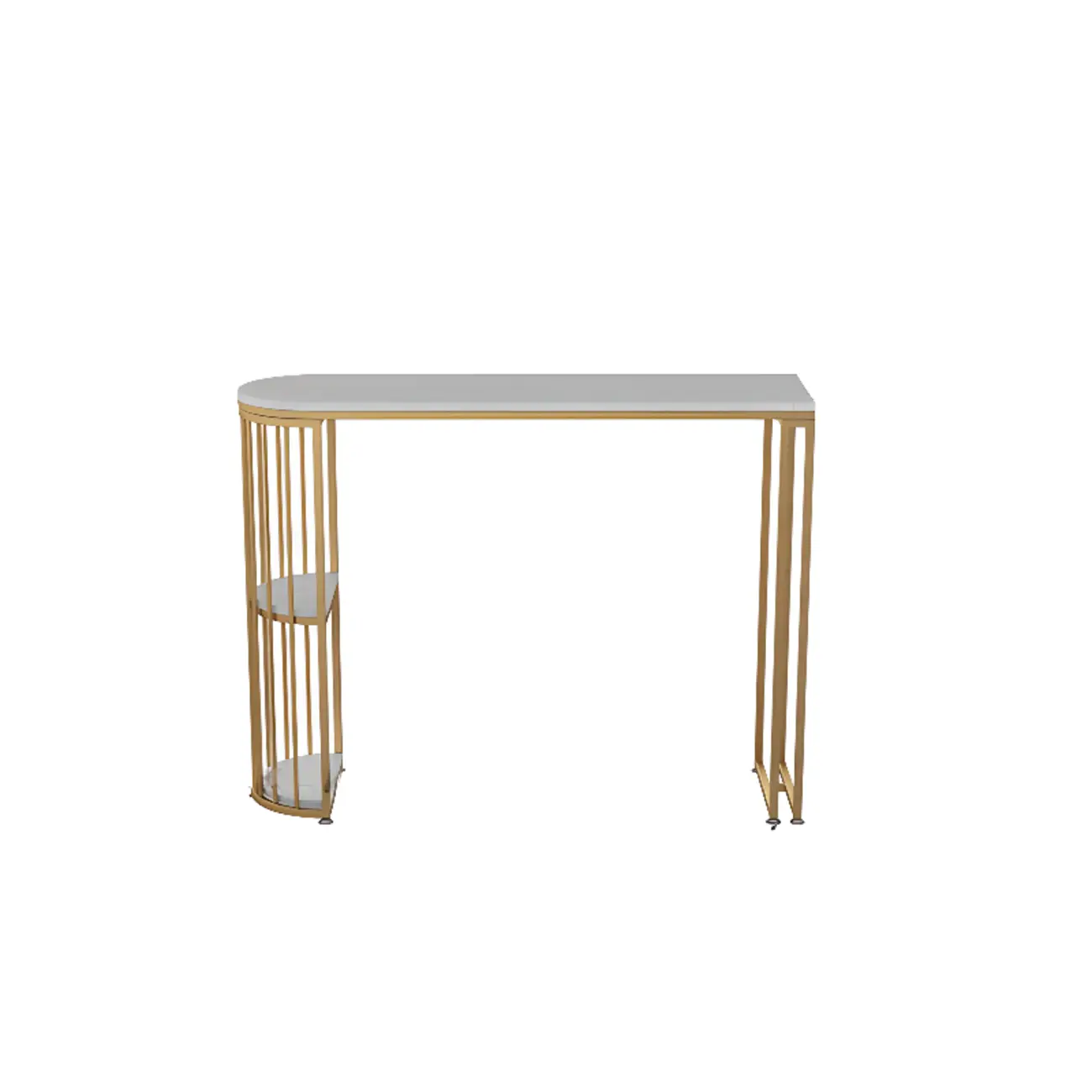 Modern Bistro Golden Bar Table Marble Top with 2 Shelves