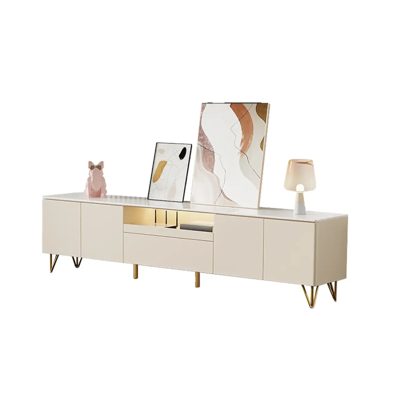 Modern Stone TV Stand with Soft Close Drawers