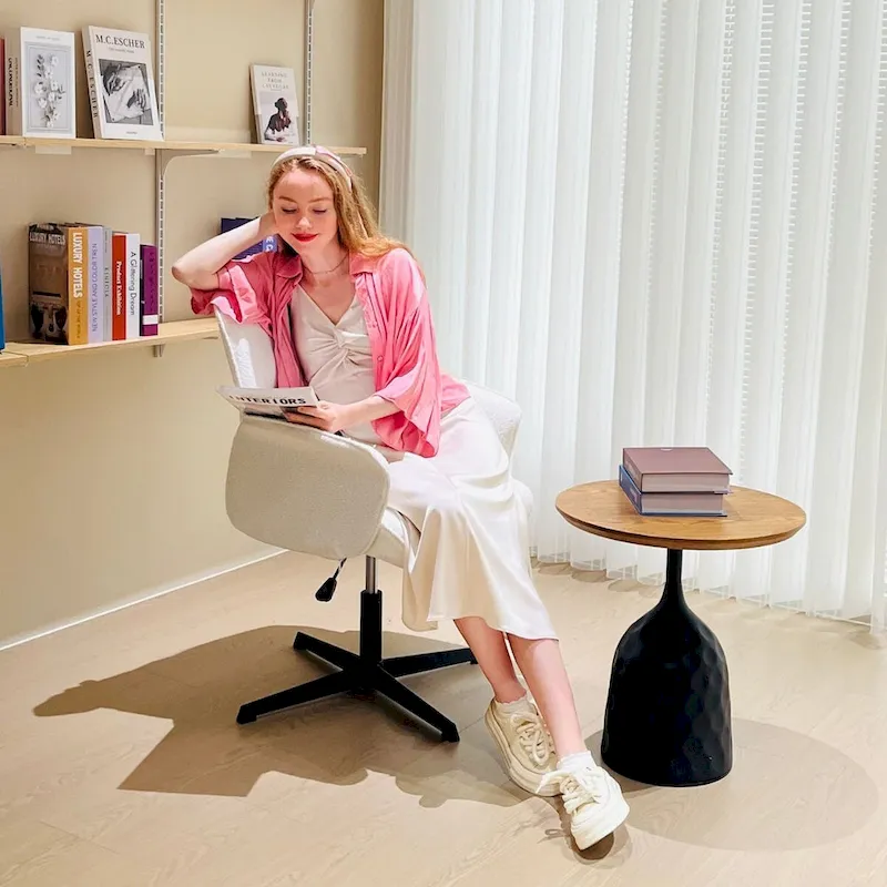 HomyLin Upholstered Accent Chair Swivel Side Chair with Armrest