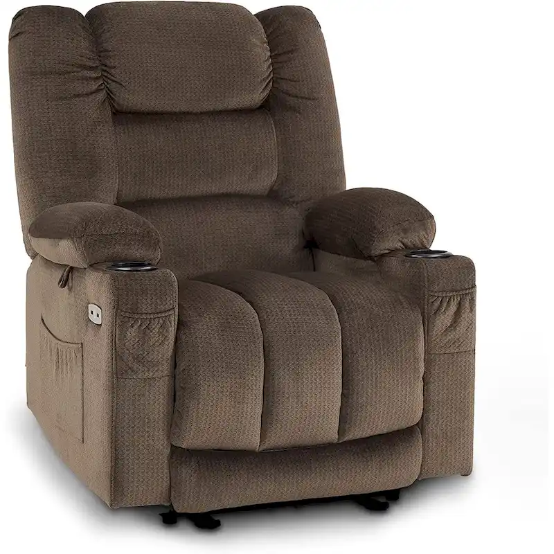 MCombo Electric Power Recliner Chair with Heat and Massage, Fabric 6079/PR670