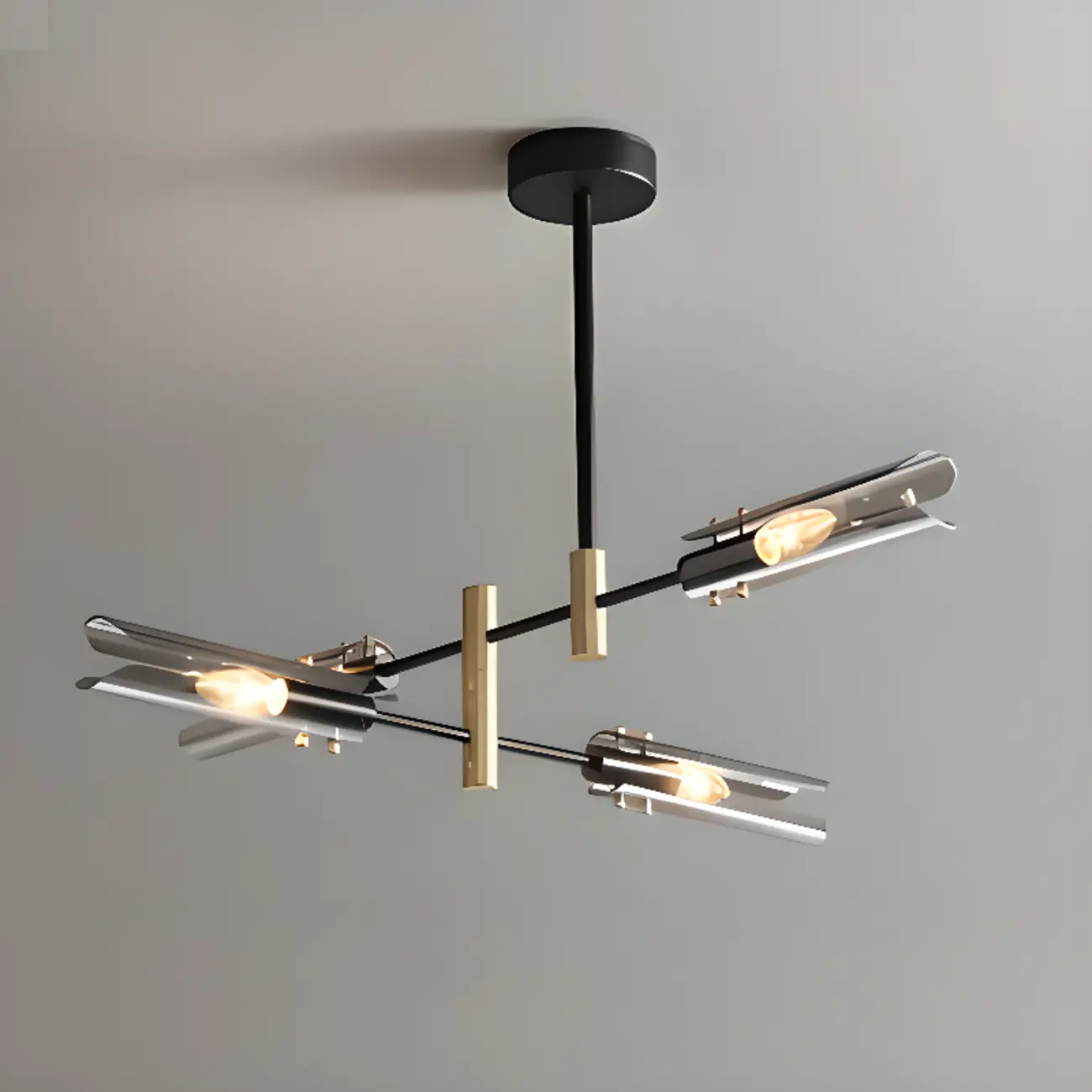 Modern Industrial Linear Chandelier with Adjustable Height