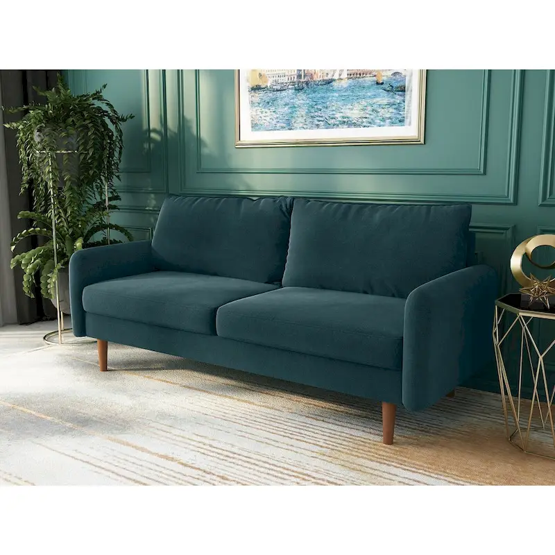 Velvet Square Arm Sofa - Multiple Colors, Contemporary Design, Seats 2-3
