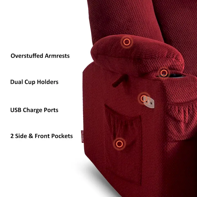 MCombo Electric PowerRecliner Chair with Massage & Heat, Plush Fabric 8015