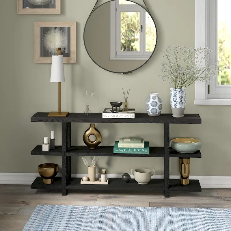 Rectangular Console Table with Storage Shelf