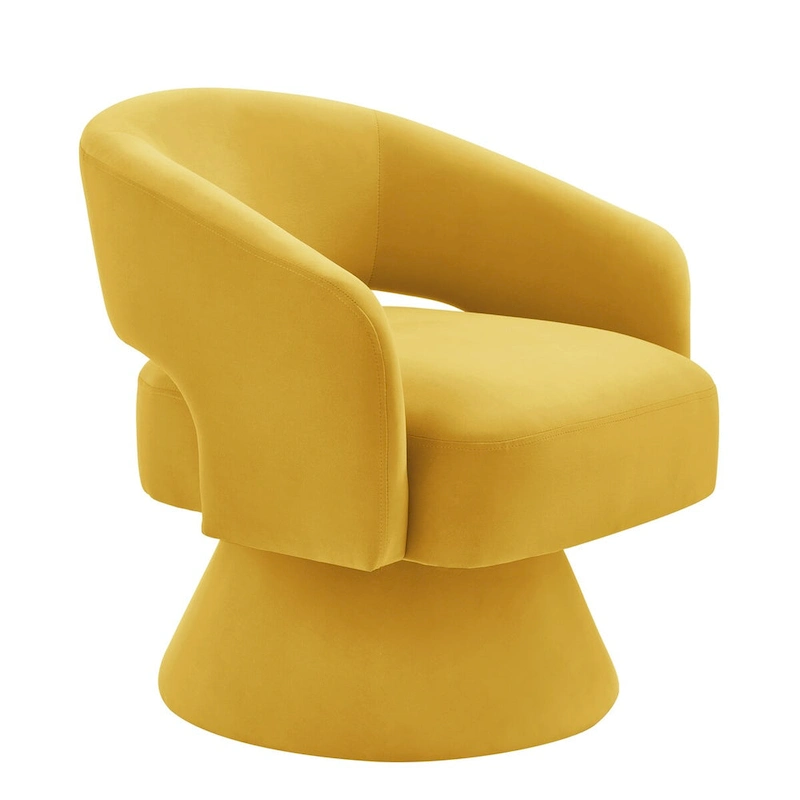 Upholstered Velvet Swivel Accent Chairs with Open Backrest