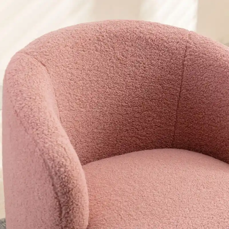 Teddy Fabric Swivel Accent Barrel Chair With Powder Coating Metal Ring