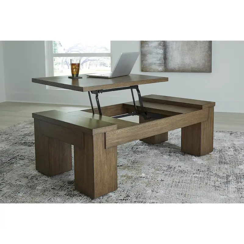 Signature Design by Ashley Rosswain Brown Lift-Top Coffee Table - 54W x 28D x 18H