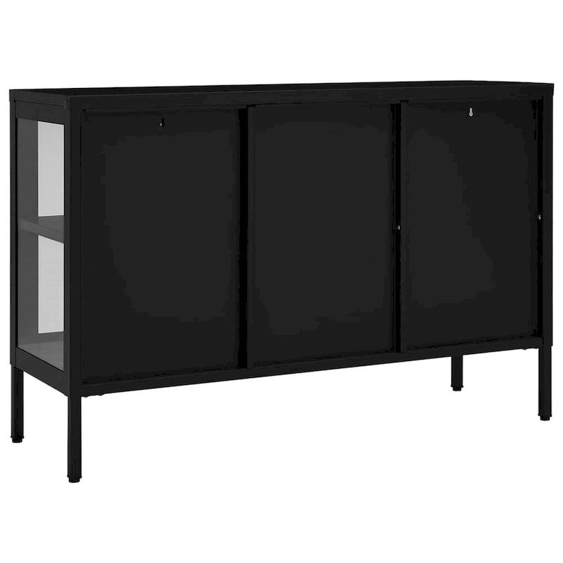 vidaXL Sideboard Black 41.3 x13.8 x27.6  Steel and Glass
