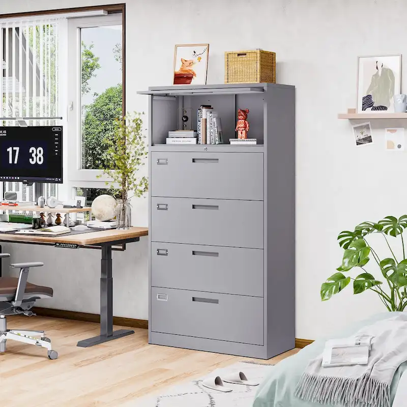 4-Drawer Lateral File Cabinet with Lock