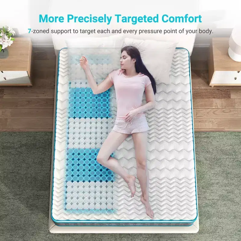 Serweet 14 inch Breathable Bamboo Charcoal Hybrid Mattress King