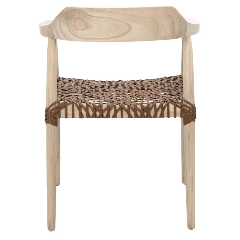 Munro Wanda Woven Leather & Solid Wood Accent Chair (Fully Assembled) - 22  W x 20.5  L x 28.5  H - 22Wx21Dx29H