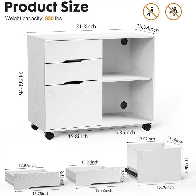 File Cabinet 3 Drawer - 31.3D x 15.7W x 24.4H
