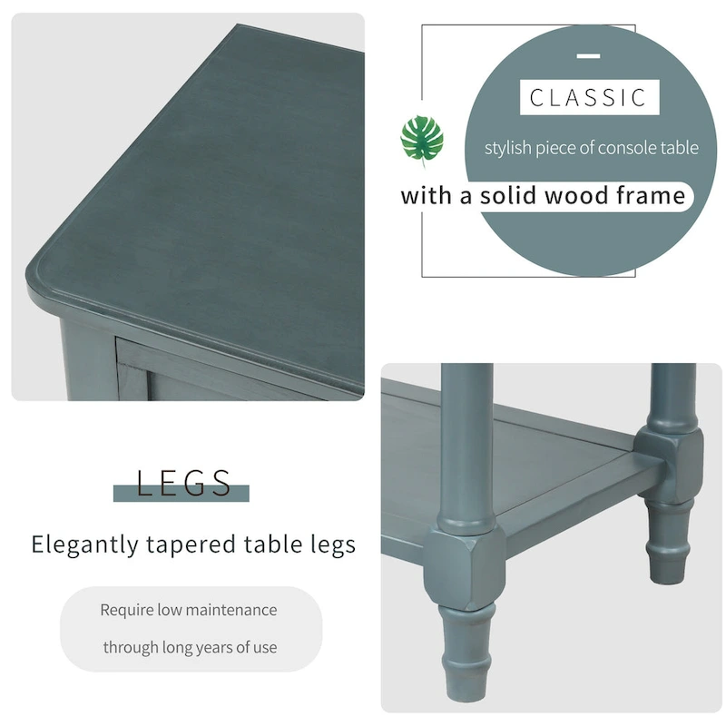 Narrow Console Table Slim Sofa Table with 3 Drawers and Bottom Shelf