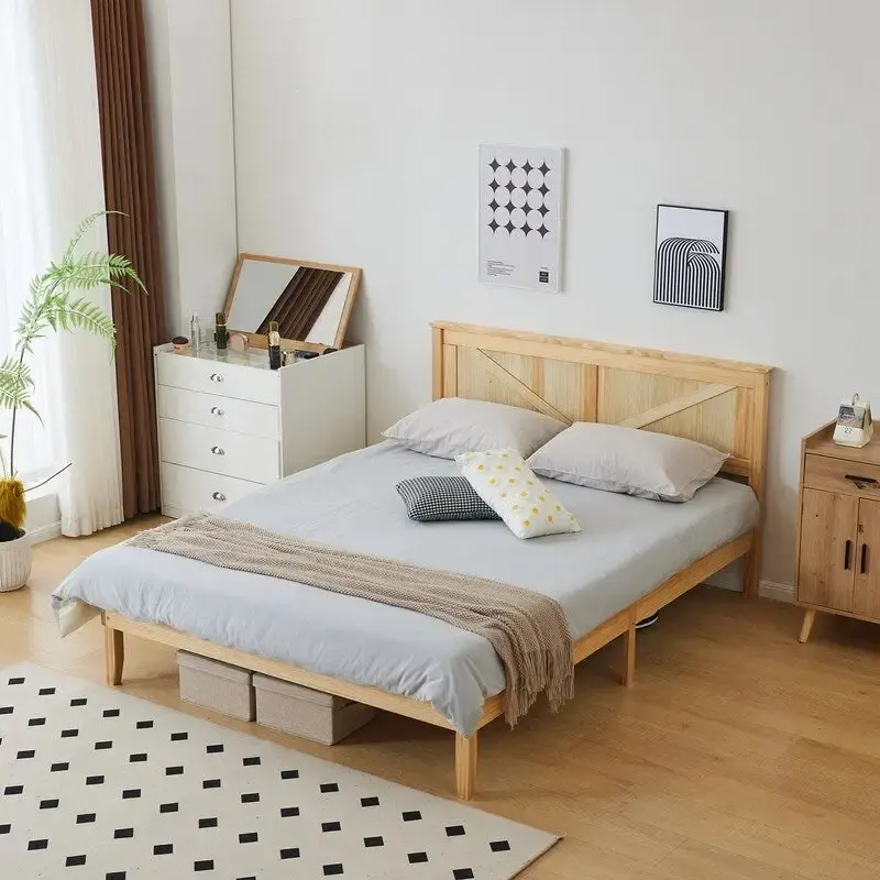 Wooden beds without footboards
