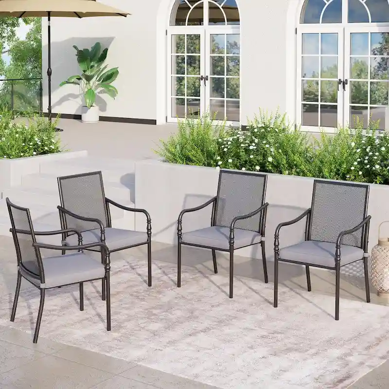 MAISON ARTS Outdoor Dining Chairs Set of 4, Breathable Material and Gourd Head Shape Armrest