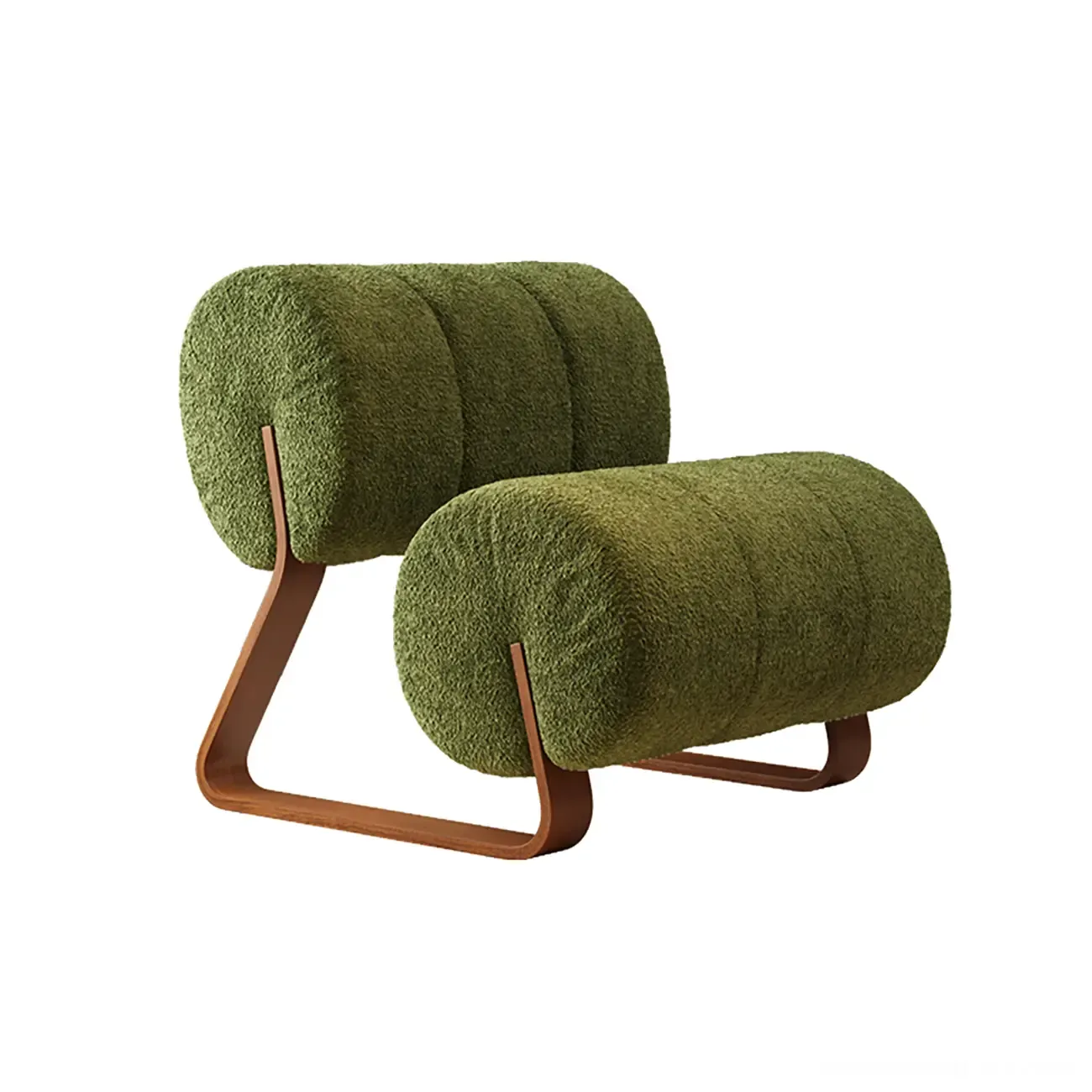 Mid-Century Modern Sherpa Armless Accent Chair with Metal Base