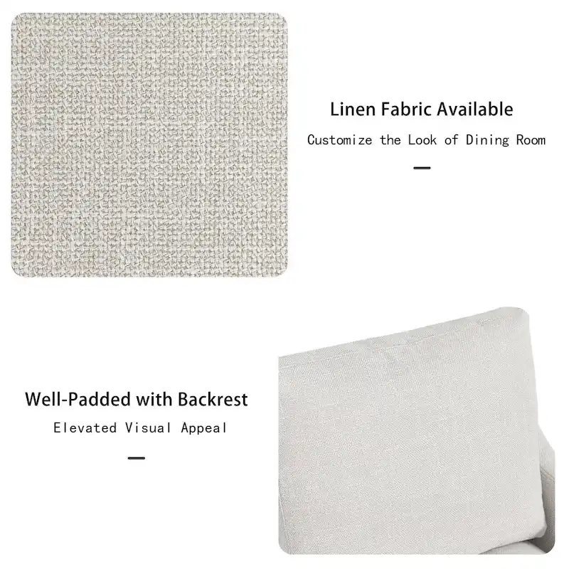 Modern 19.7 Wide Upholstered Rolling Linen Dining Chair