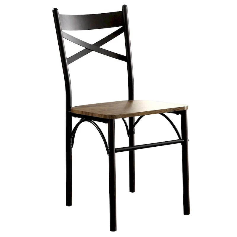 Industrial Metal Dining Table with 4 Chairs - Grey/Brown/Natural