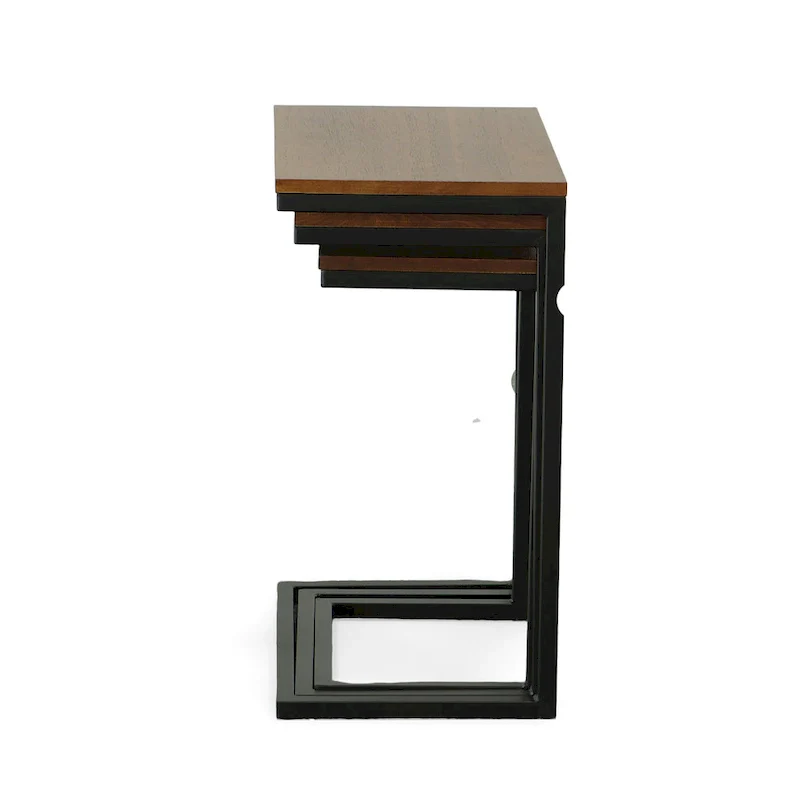 Black Metal Side Table with Slide-Under Base