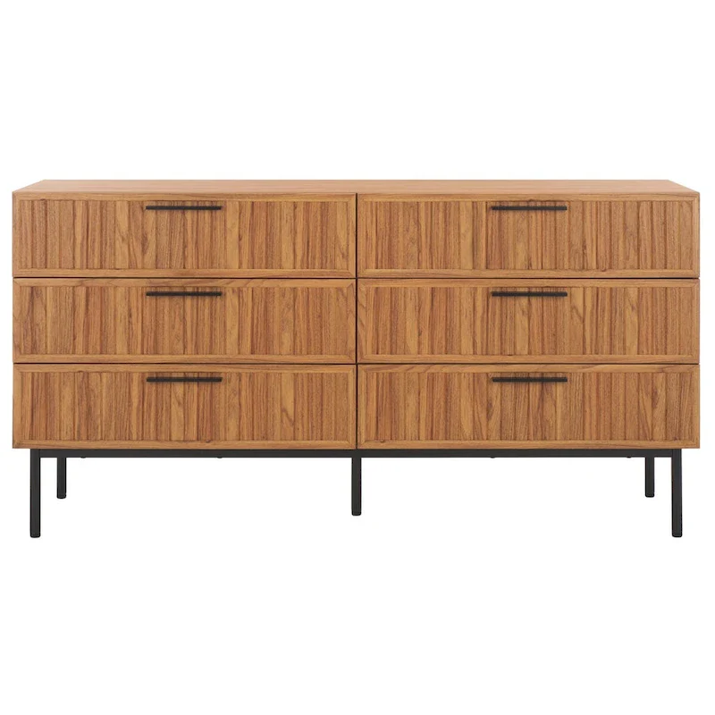 6-Drawer Dresser | Wood Finish | Black/Gold, Walnut, White, Oak | 1-Person