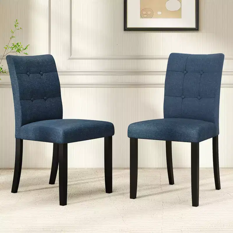 Costway 2PCS Tufted Dining Chairs Upholstered Kitchen Armless Side Chairs w/Padded Seat