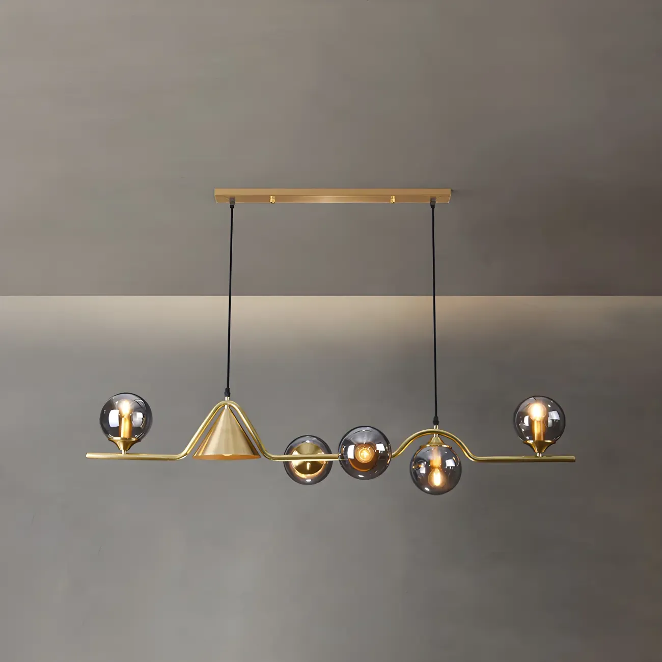 Kitchen Modern Gold Glass Globe Island Chandelier