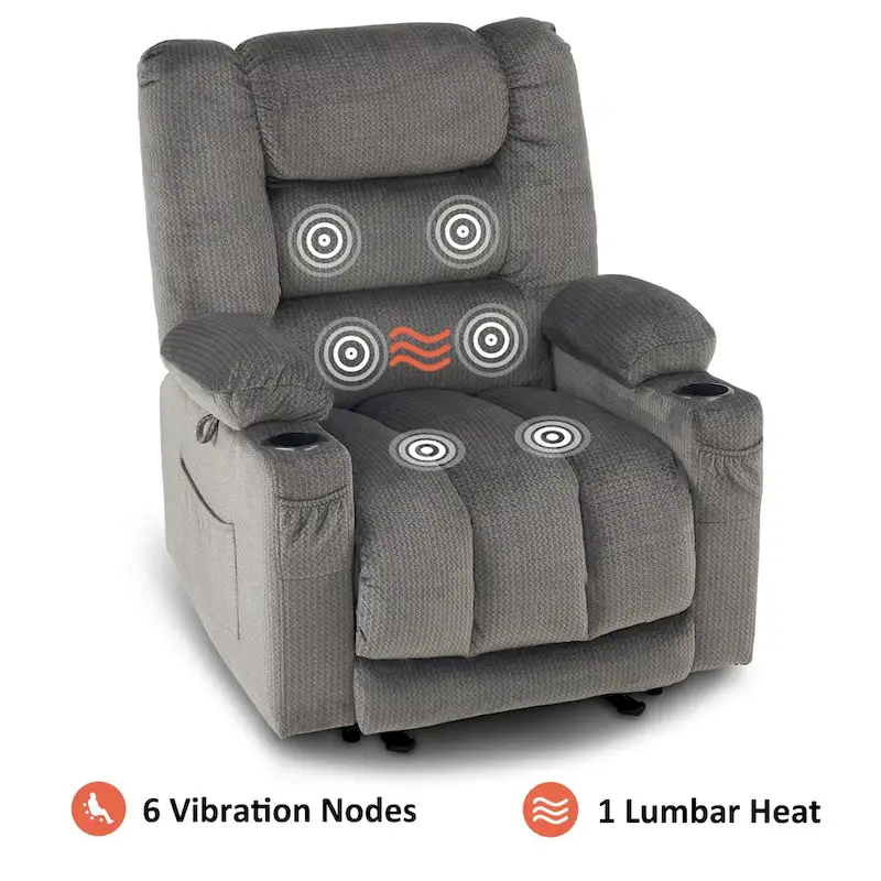 Electric Power Recliner Chair with Heat and Massage, Fabric 6079/PR670