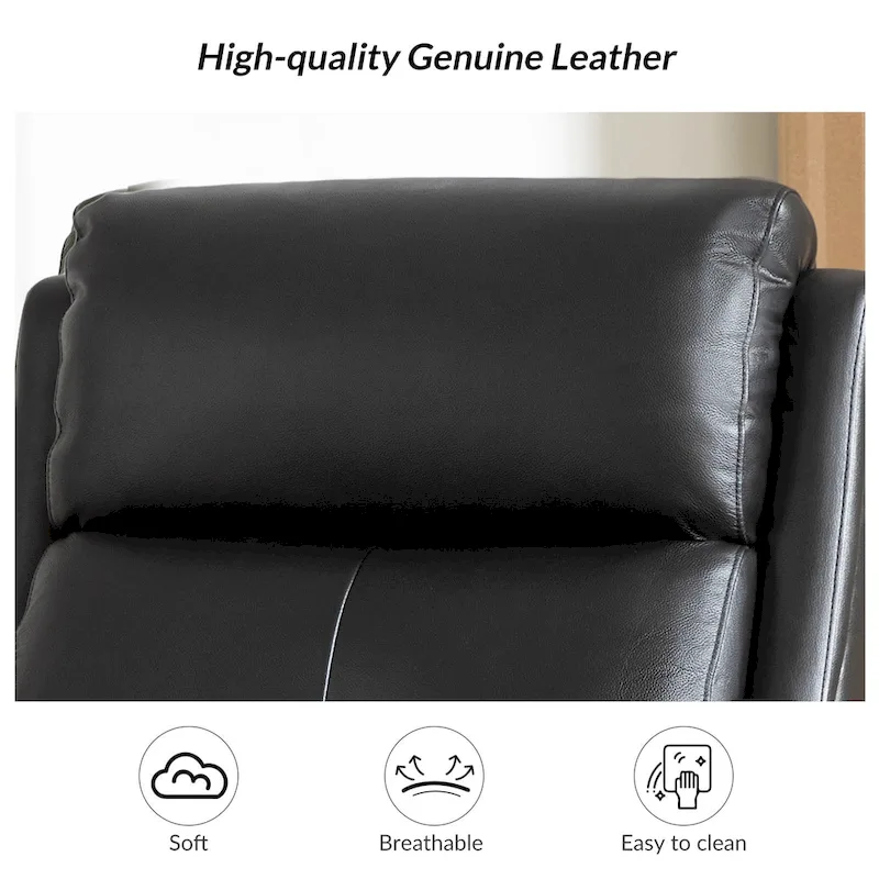 FrancoModern Genuine Leather Swivel Rocker Recliner with Nailhead Trims Sets of 2 by HULALA HOME