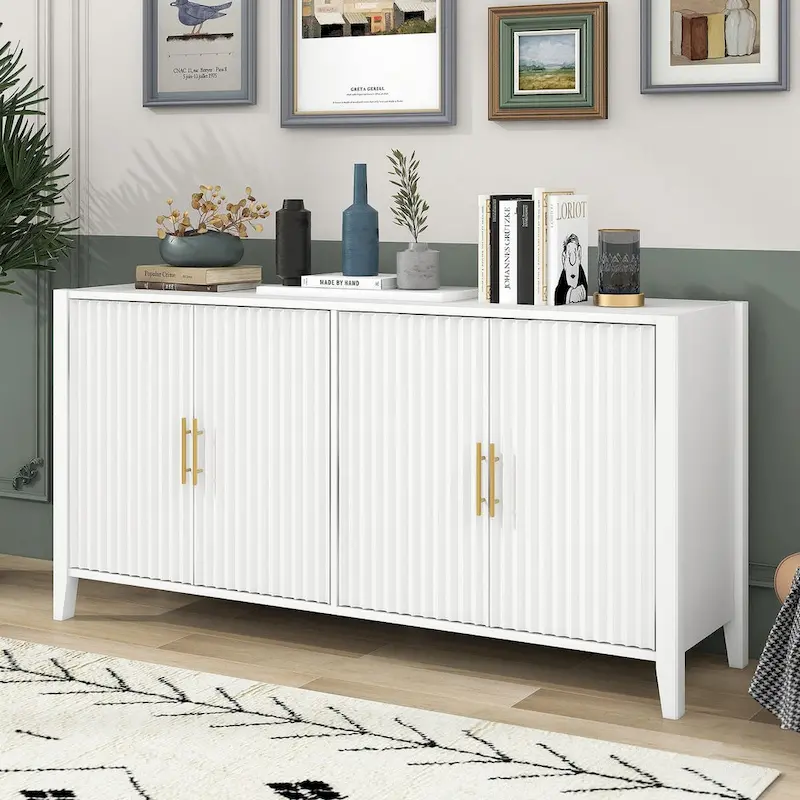 Accent Storage Cabinet Sideboard Wooden Cabinet with Metal Handles