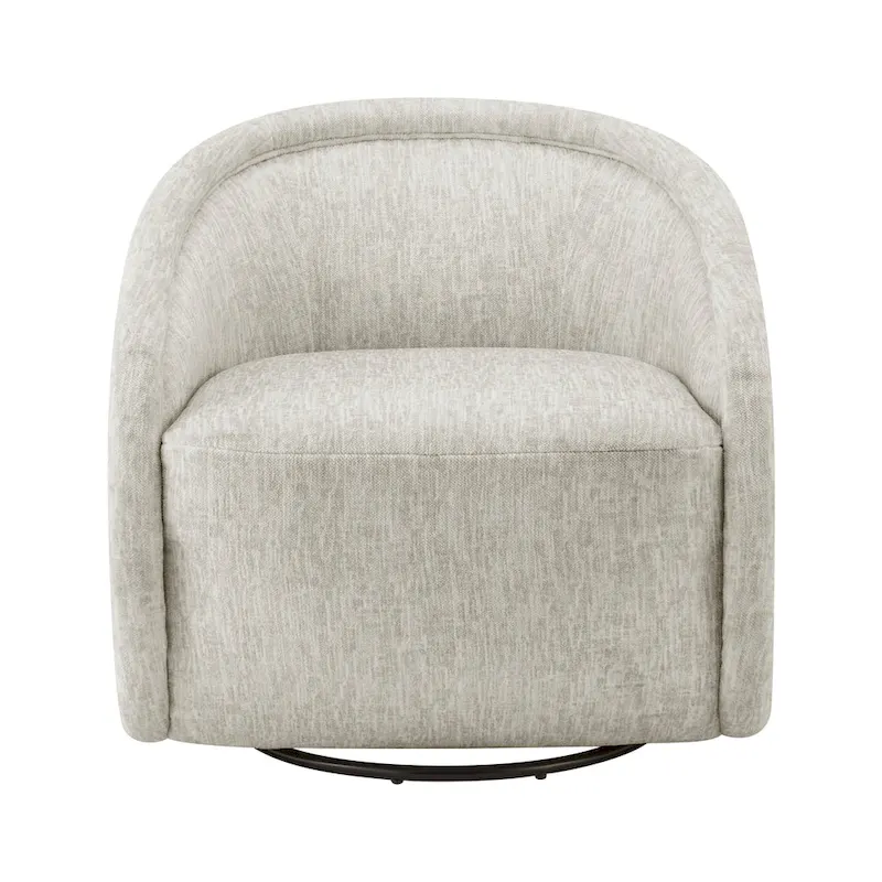Taupe/Beige Fabric Swivel Barrel Accent Chair, Single-User
