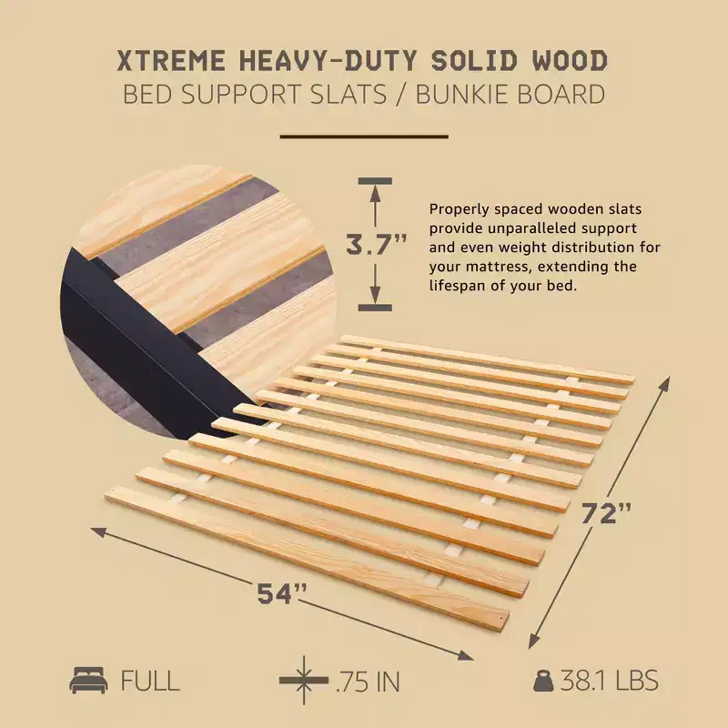 Hercules Xtreme Heavy-Duty Solid Pine Wood Bed Slats Bunkie Board