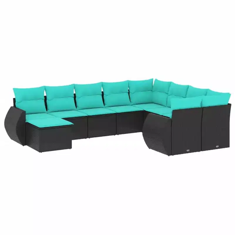 vidaXL 10 Piece Garden Sofa Set with Cushions Grey Poly Rattan