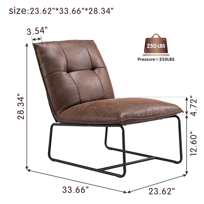 OVIOS Mid-Century Suede Fabric Armless Accent Chair