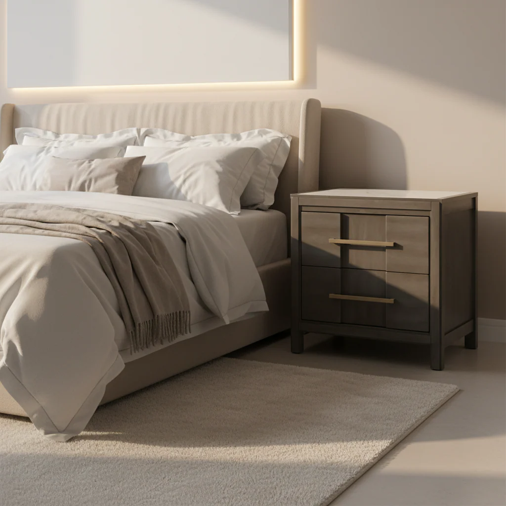 Espresso / Grey / Light Oak / White Transitional 2-Drawer Nightstand, 1-Person