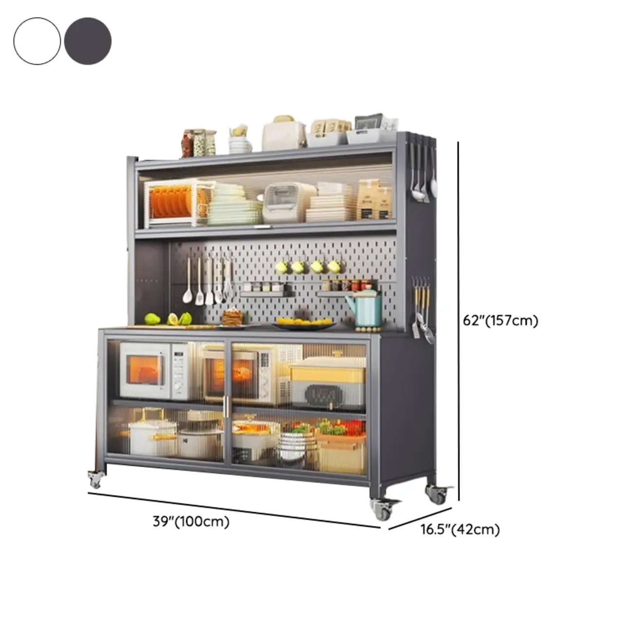 Modern Metal Adjustable Shelving Narrow Sideboard