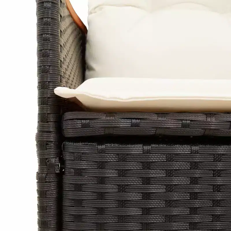 vidaXL Bistro Set Black PE Rattan, Powder-Coated Steel, Solid Acacia Wood