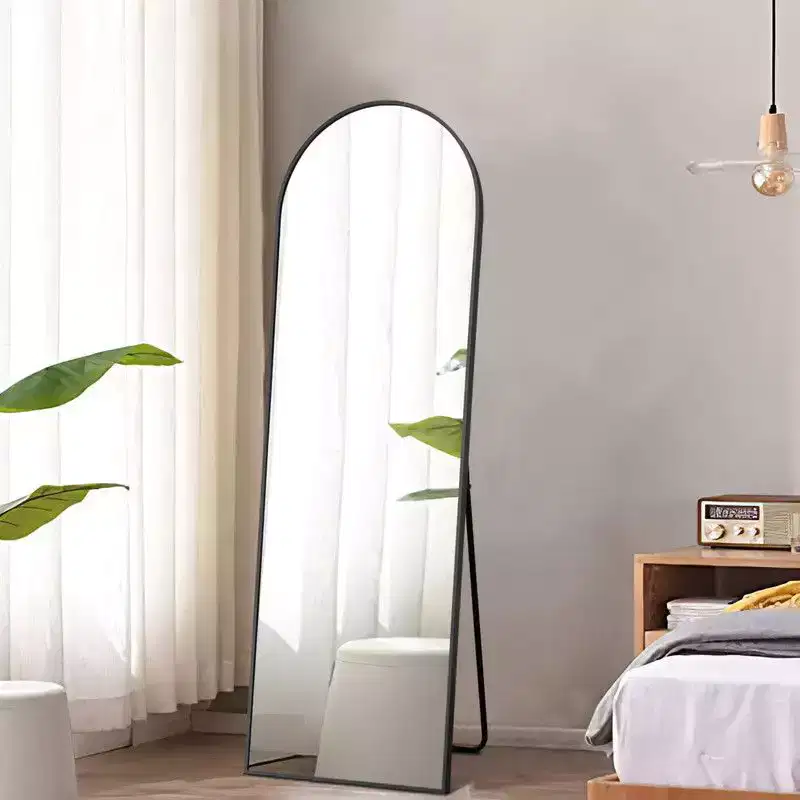 PexFix 38 in. W. x 71 in. H Full Length Arched Free Standing Body Mirror Metal Framed Wall Mirror Large Floor Mirror in Gold