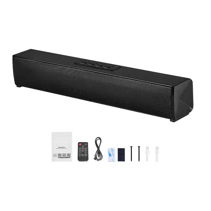 VEVOR Sound Bar for Smart TV, 2.0 Channel, 17-Inch Compact Soundbar TV Speakers for Projector, Bluetooth AUX Connection, Remote Control, Black